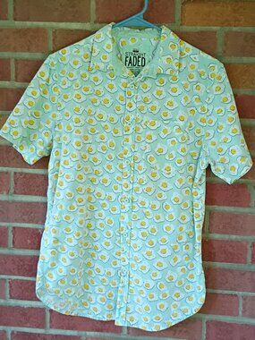 Straight Faded Button Up Egg Yolk Shirt Size Small